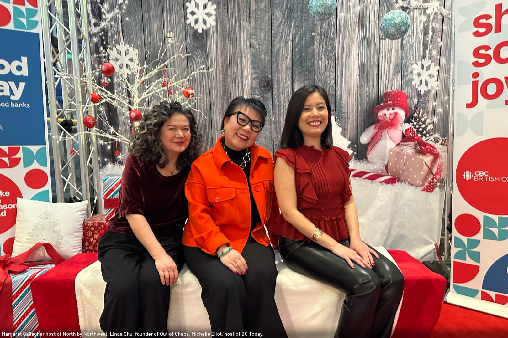 Margaret Gallagher host of North by Northwest, Linda Chu, founder of Out of Chaos, Michelle Eliot, host of BC Today.