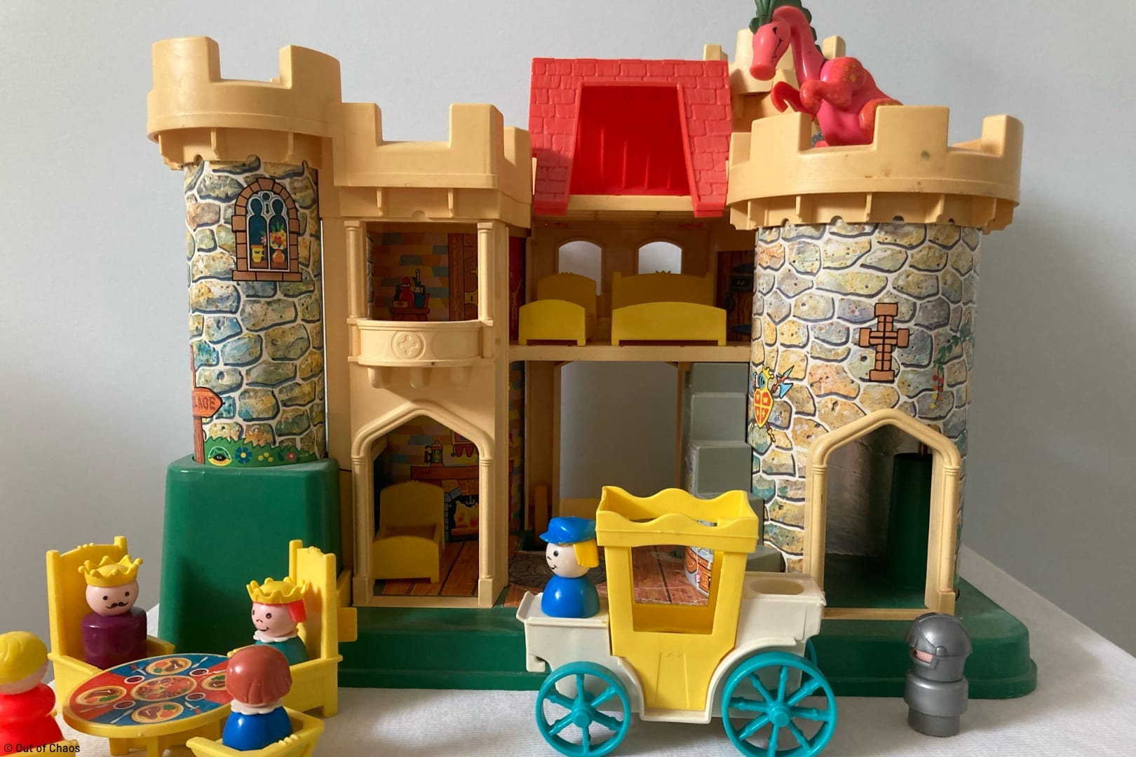 the 1970s version of the Fisher-Price Castle is an example of downsizing vintage toys