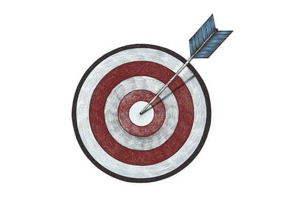 Arrow In Bullseye Of Target With White And Red Circles